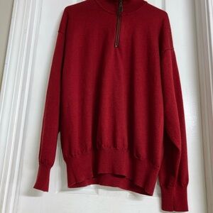 Orvis Men's 1/4 Zip Mock Neck Sweater in Rich Red